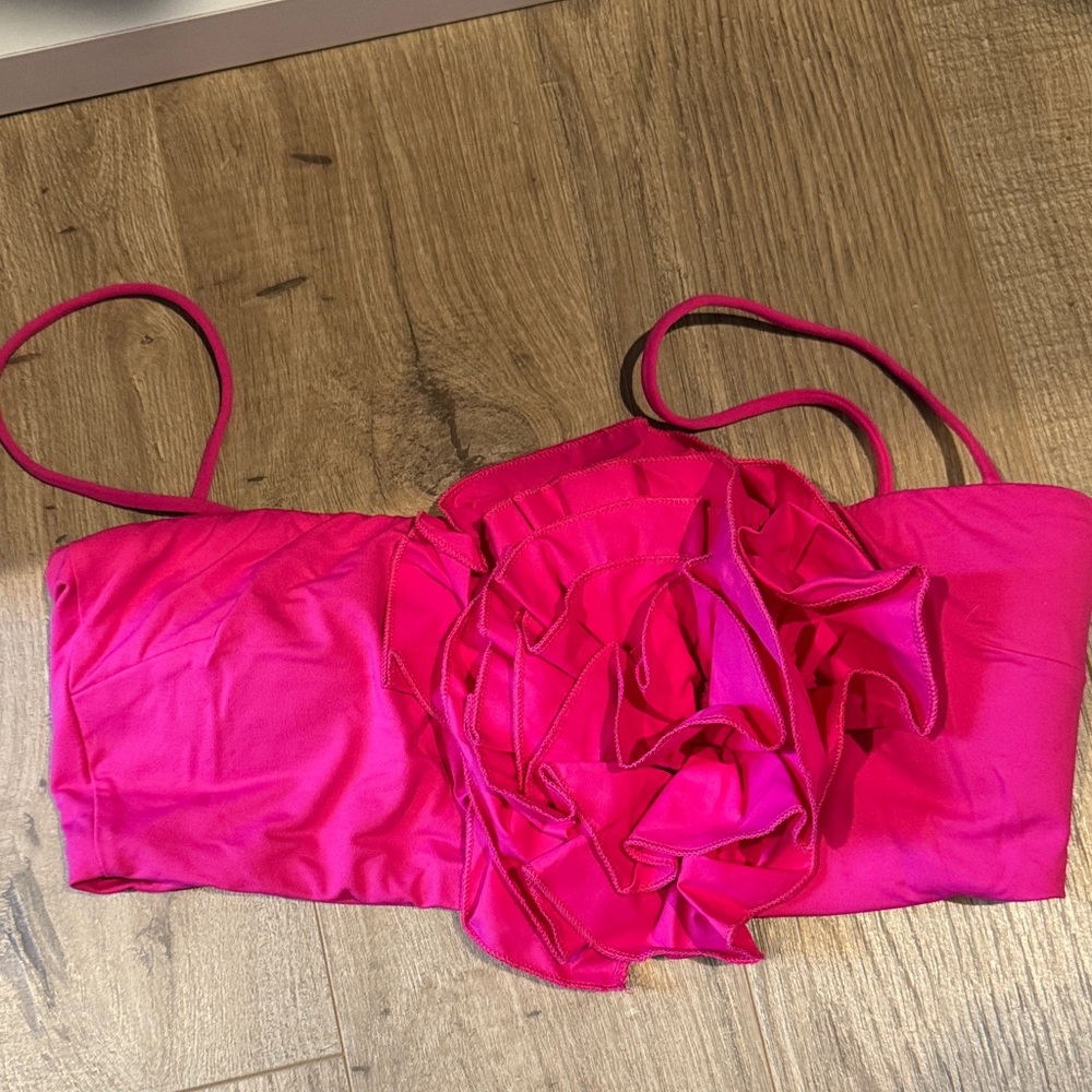 Zara Vibrant Pink Strapless Top size small